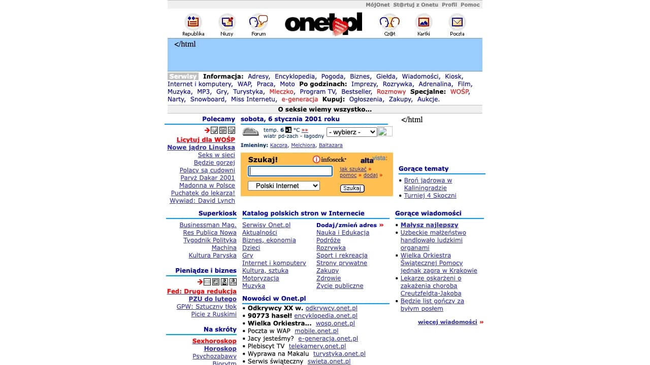 Zrzut ekranu: Onet (2001)